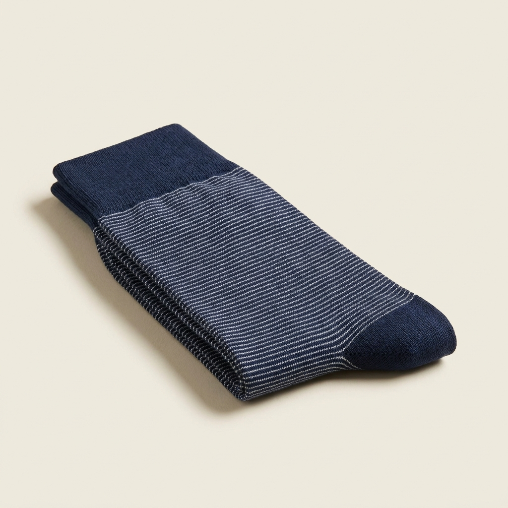 Navy stripe patterned cotton socks