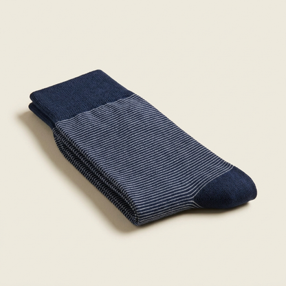 Navy stripe patterned cotton socks