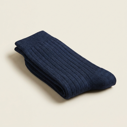 Navy ribbed cotton dress socks