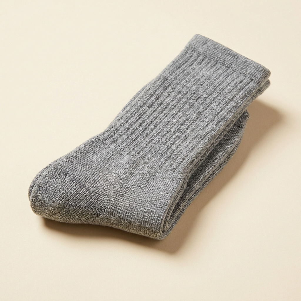 Grey cushioned athletic crew socks