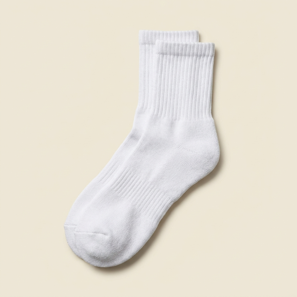 White cushioned athletic crew socks