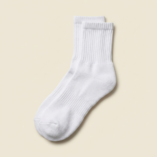 White cushioned athletic crew socks